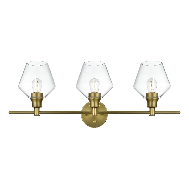 Living District Gene 3 Light Satin Gold And Clear Glass Wall Sconce