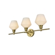 Living District Gene 3 Light Satin Gold And Frosted White Glass Wall Sconce