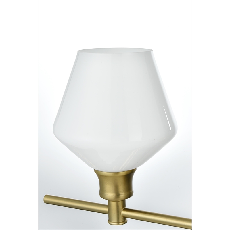 Living District Gene 3 Light Satin Gold And Frosted White Glass Wall Sconce