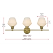 Living District Gene 3 Light Satin Gold And Frosted White Glass Wall Sconce