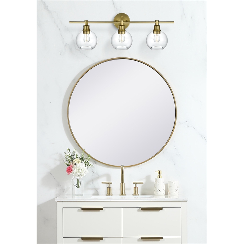 Living District Collier 3 Light Satin Gold And Clear Glass Wall Sconce