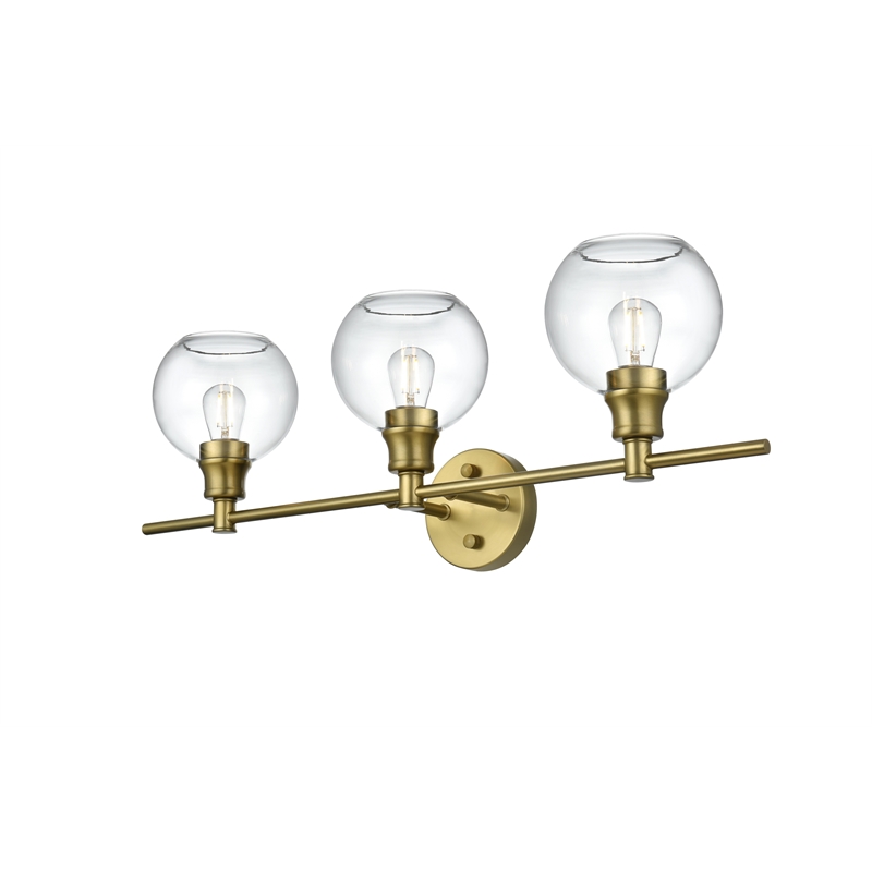 Living District Collier 3 Light Satin Gold And Clear Glass Wall Sconce