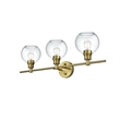 Living District Collier 3 Light Satin Gold And Clear Glass Wall Sconce