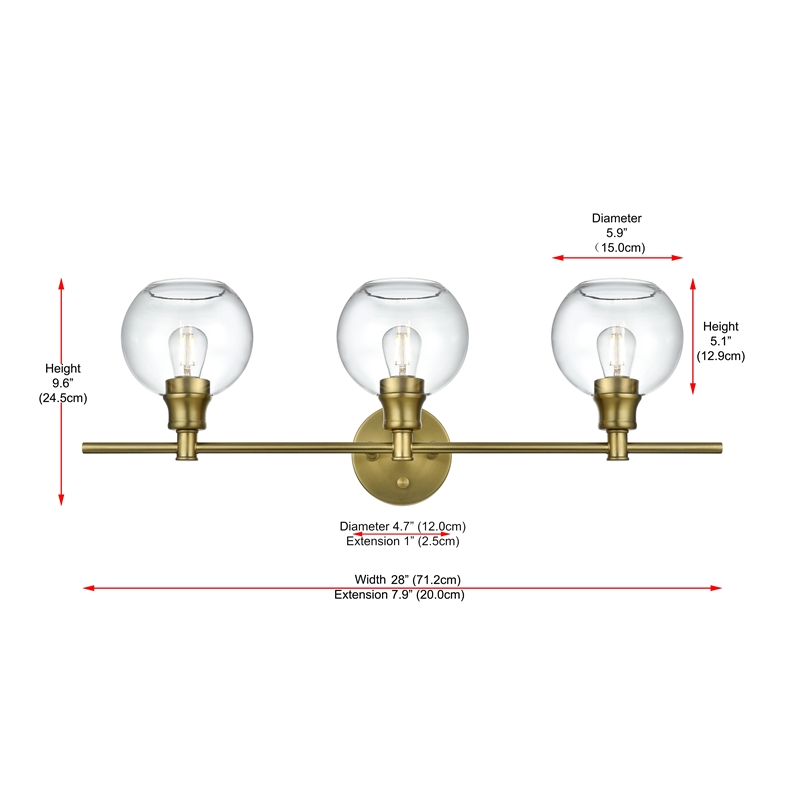 Living District Collier 3 Light Satin Gold And Clear Glass Wall Sconce