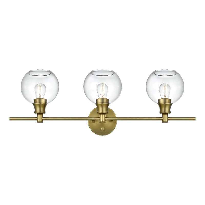Living District Collier 3 Light Satin Gold And Clear Glass Wall Sconce