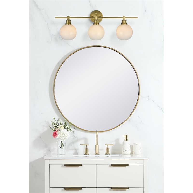 Living District Collier 3 Light Satin Gold And Frosted White Glass Wall Sconce