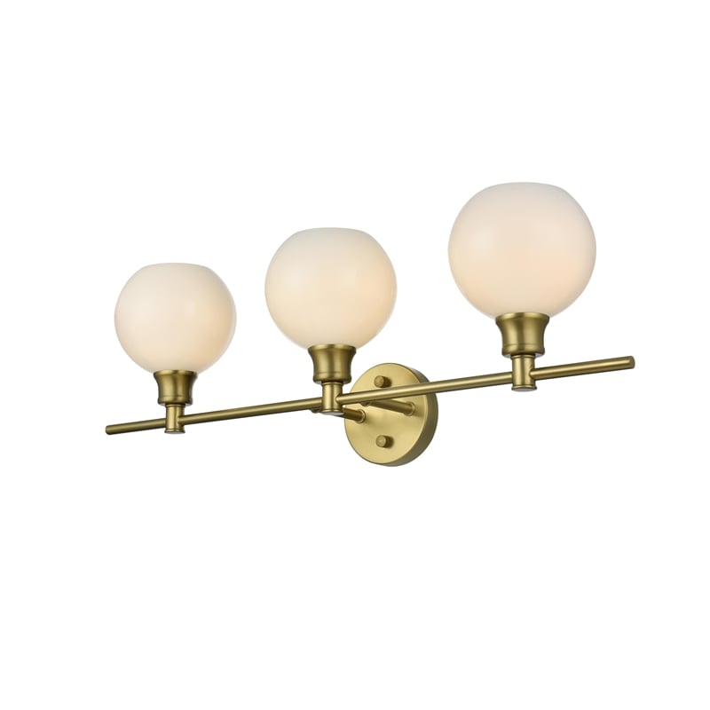 Living District Collier 3 Light Satin Gold And Frosted White Glass Wall Sconce