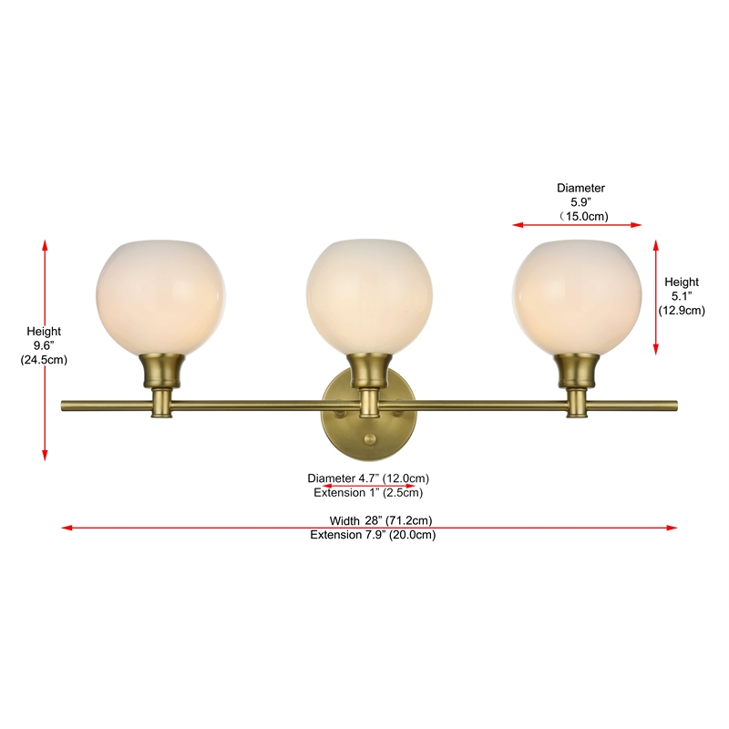 Living District Collier 3 Light Satin Gold And Frosted White Glass Wall Sconce