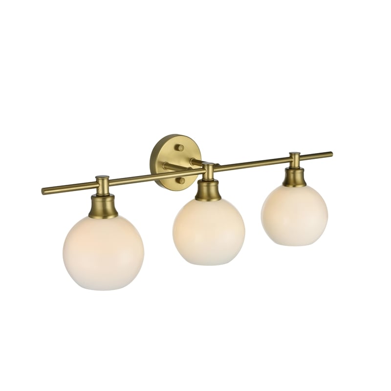Living District Collier 3 Light Satin Gold And Frosted White Glass Wall Sconce