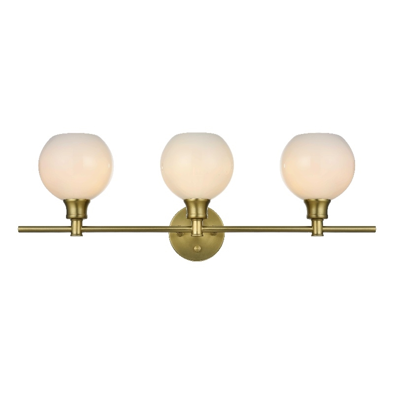 Living District Collier 3 Light Satin Gold And Frosted White Glass Wall Sconce