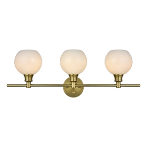 Living District Collier 3 Light Satin Gold And Frosted White Glass Wall Sconce