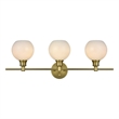 Living District Collier 3 Light Satin Gold And Frosted White Glass Wall Sconce