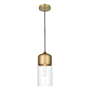Living District Ashwell 5&quot Pendant Clear Shade In Satin Gold