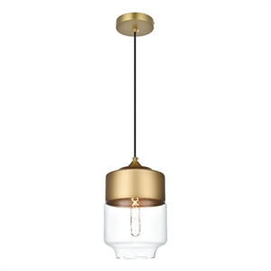 Living District Ashwell 7&quot Pendant Clear Shade In Satin Gold