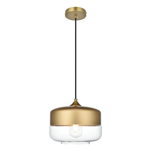 Living District Ashwell 10&quot Pendant Clear Shade In Satin Gold