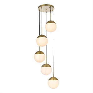 Living District Eclipse 18&quot Pendant Frosted White Shade In Satin Gold