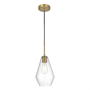 Living District Gene 7&quot Pendant Clear Shade In Satin Gold