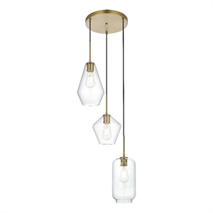 Living District Gene 17.5&quot Pendant Clear Shade In Satin Gold