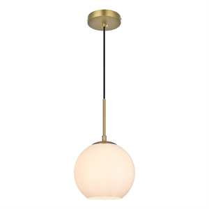Living District Baxter 8&quot Pendant Frosted White Shade In Satin Gold