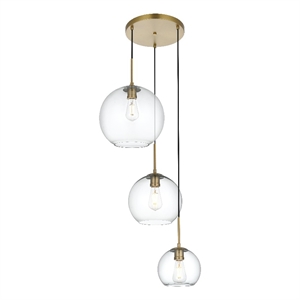Living District Baxter 21&quot Pendant Clear Shade In Satin Gold