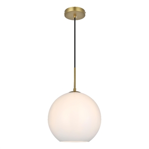 Living District Baxter 12&quot Pendant Frosted White Shade In Satin Gold