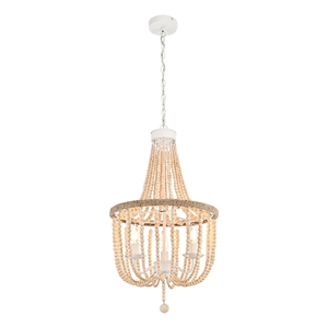Living District Jolie 16&quot Beaded Pendant in Beige