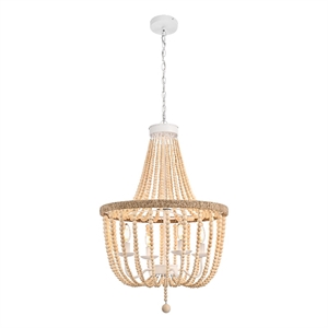 Living District Jolie 20&quot Beaded Pendant in Beige