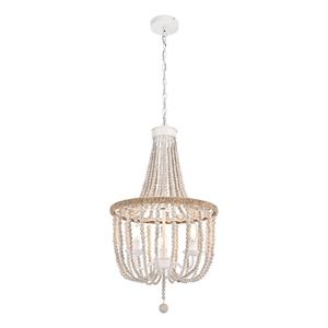 Living District Jolie 16&quot Beaded Pendant in Antique White