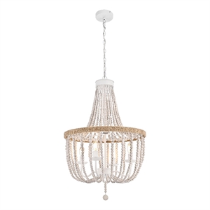 Living District Jolie 20&quot Beaded Pendant in Antique White