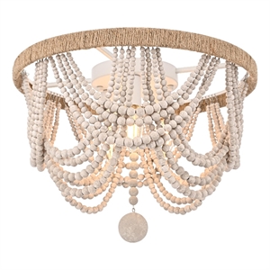 Living District Jolie 16&quot Beaded Flush Mount in Antique White