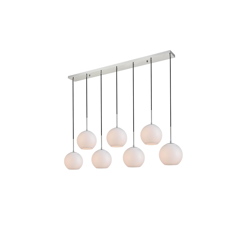 Living District Baxter 7 Lights Chrome Pendant With Frosted White Glass
