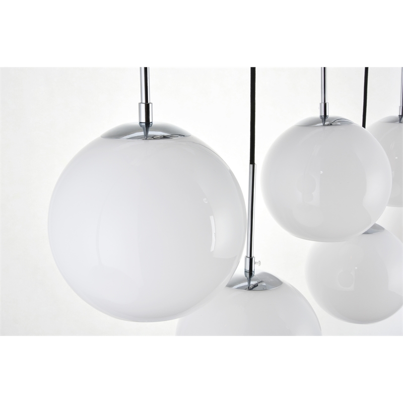 Living District Baxter 7 Lights Chrome Pendant With Frosted White Glass