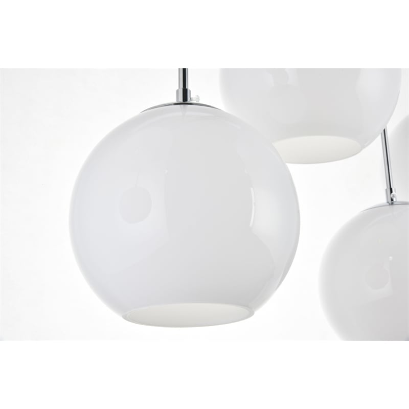 Living District Baxter 7 Lights Chrome Pendant With Frosted White Glass