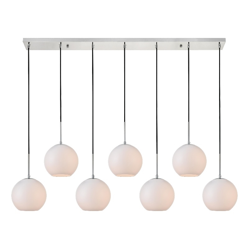 Living District Baxter 7 Lights Chrome Pendant With Frosted White Glass