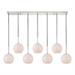 Living District Baxter 7 Lights Chrome Pendant With Frosted White Glass