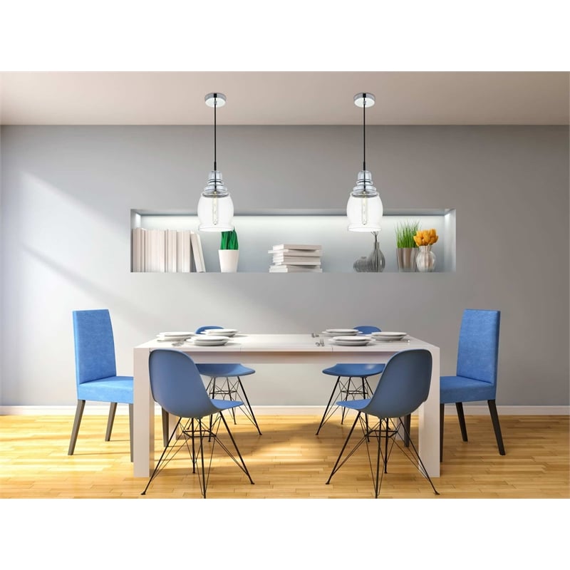 Living District Kenna 1 Light Chrome Pendant With Clear Glass
