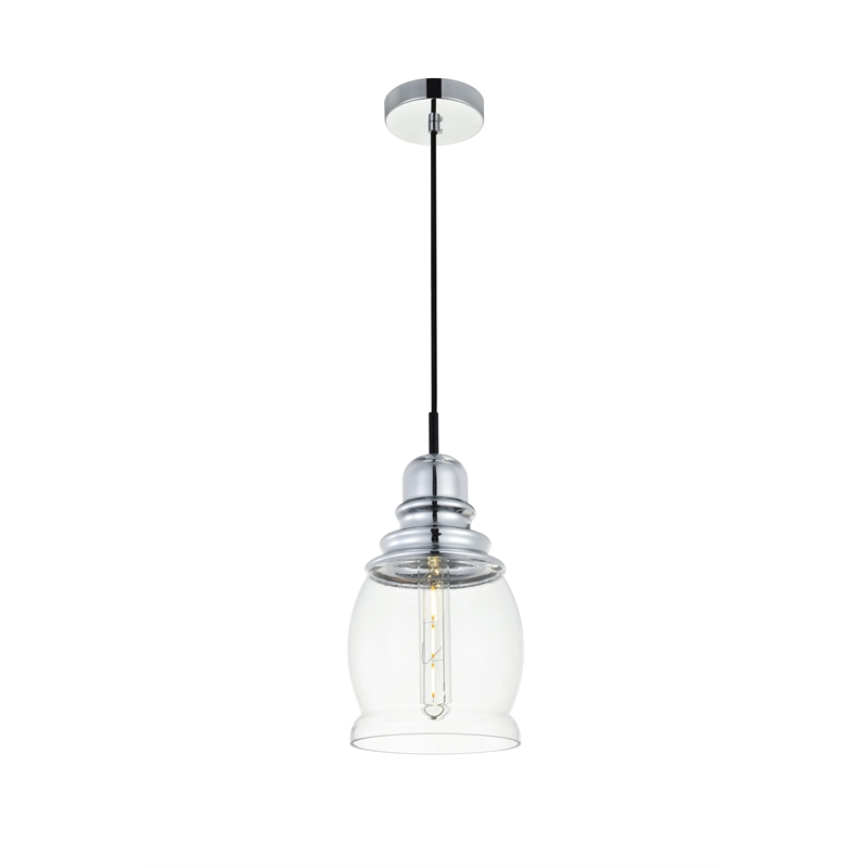 Living District Kenna 1 Light Chrome Pendant With Clear Glass