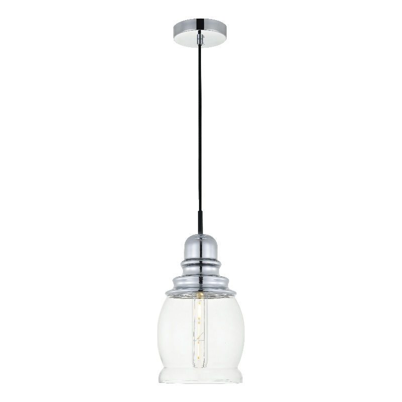 Living District Kenna 1 Light Chrome Pendant With Clear Glass