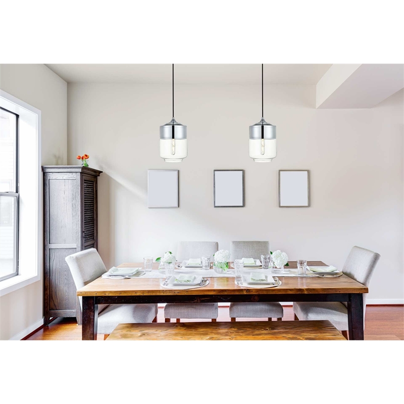 Living District Ashwell 1 Light Chrome Pendant With Clear Glass