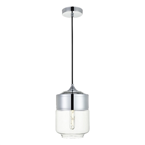 Living District Ashwell 1 Light Chrome Pendant With Clear Glass