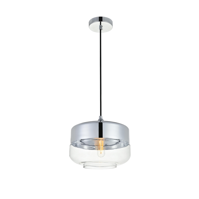 Living District Ashwell 1 Light Chrome Pendant With Clear Glass