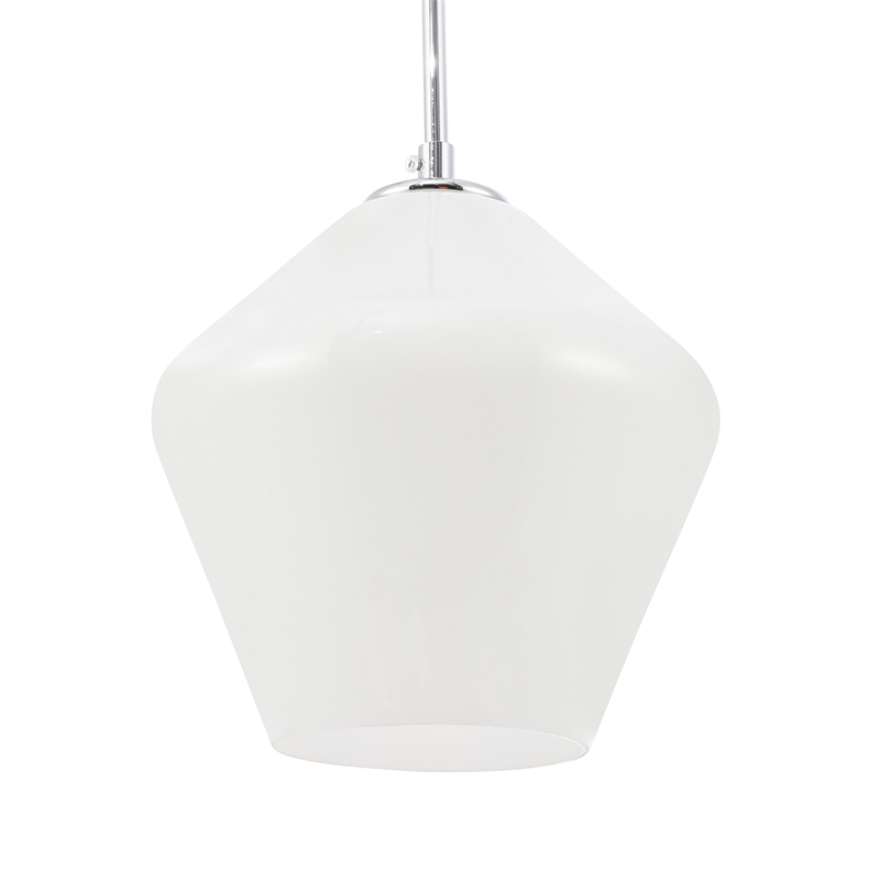 Living District Gene 1 Light Chrome and Frosted White Glass Pendant