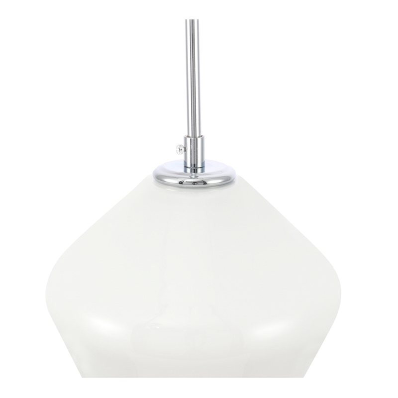 Living District Gene 1 Light Chrome and Frosted White Glass Pendant