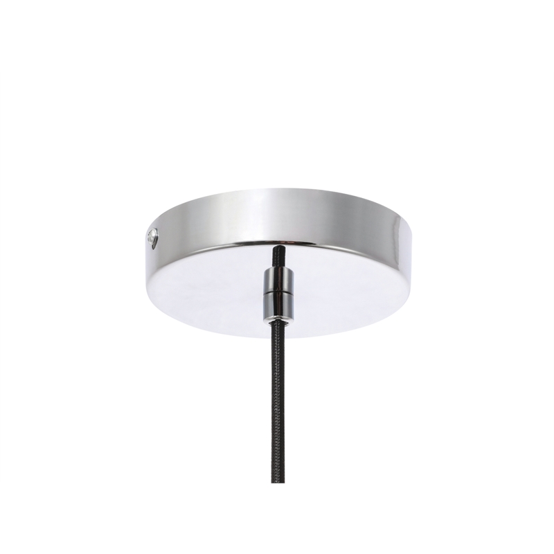 Living District Gene 1 Light Chrome and Frosted White Glass Pendant