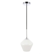 Living District Gene 1 Light Chrome and Frosted White Glass Pendant