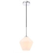 Living District Gene 1 Light Chrome and Frosted White Glass Pendant