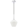 Living District Gene 1 Light Chrome and Frosted White Glass Pendant