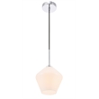 Living District Gene 1 Light Chrome and Frosted White Glass Pendant