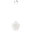 Living District Gene 1 Light Chrome and Frosted White Glass Pendant