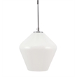 Living District Gene 1 Light Chrome and Frosted White Glass Pendant